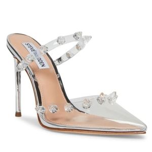 Steve Madden Silver Heels with Crystal Accents